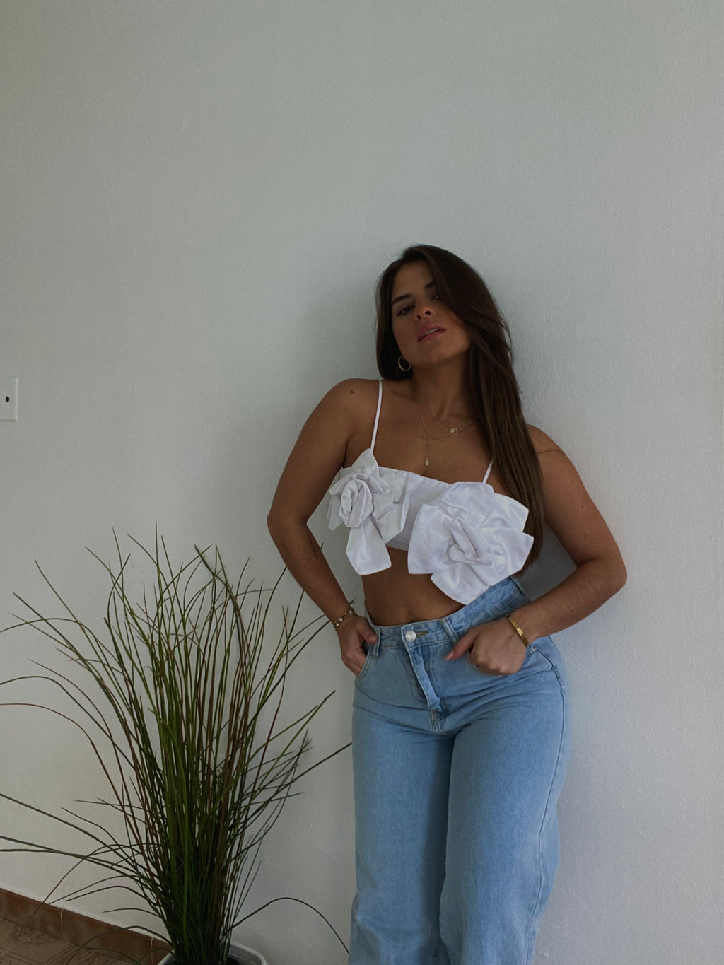Floral white top