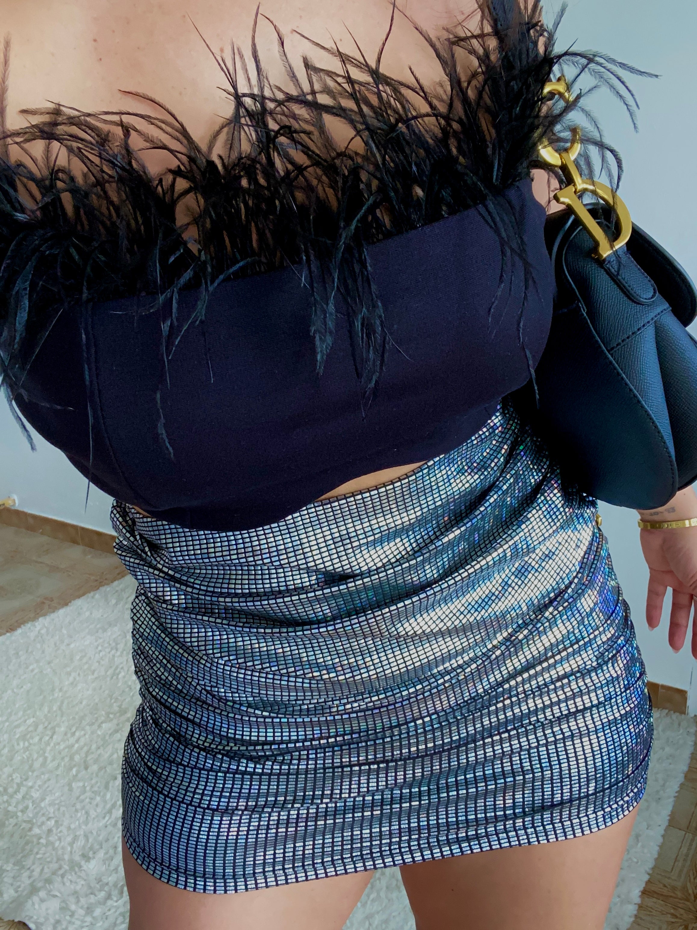 Metallic stretchy skirt