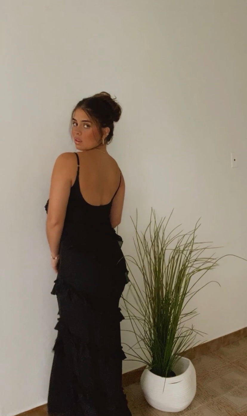 Ruffle Black maxi Dress