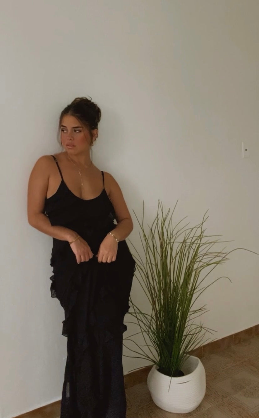 Ruffle Black maxi Dress
