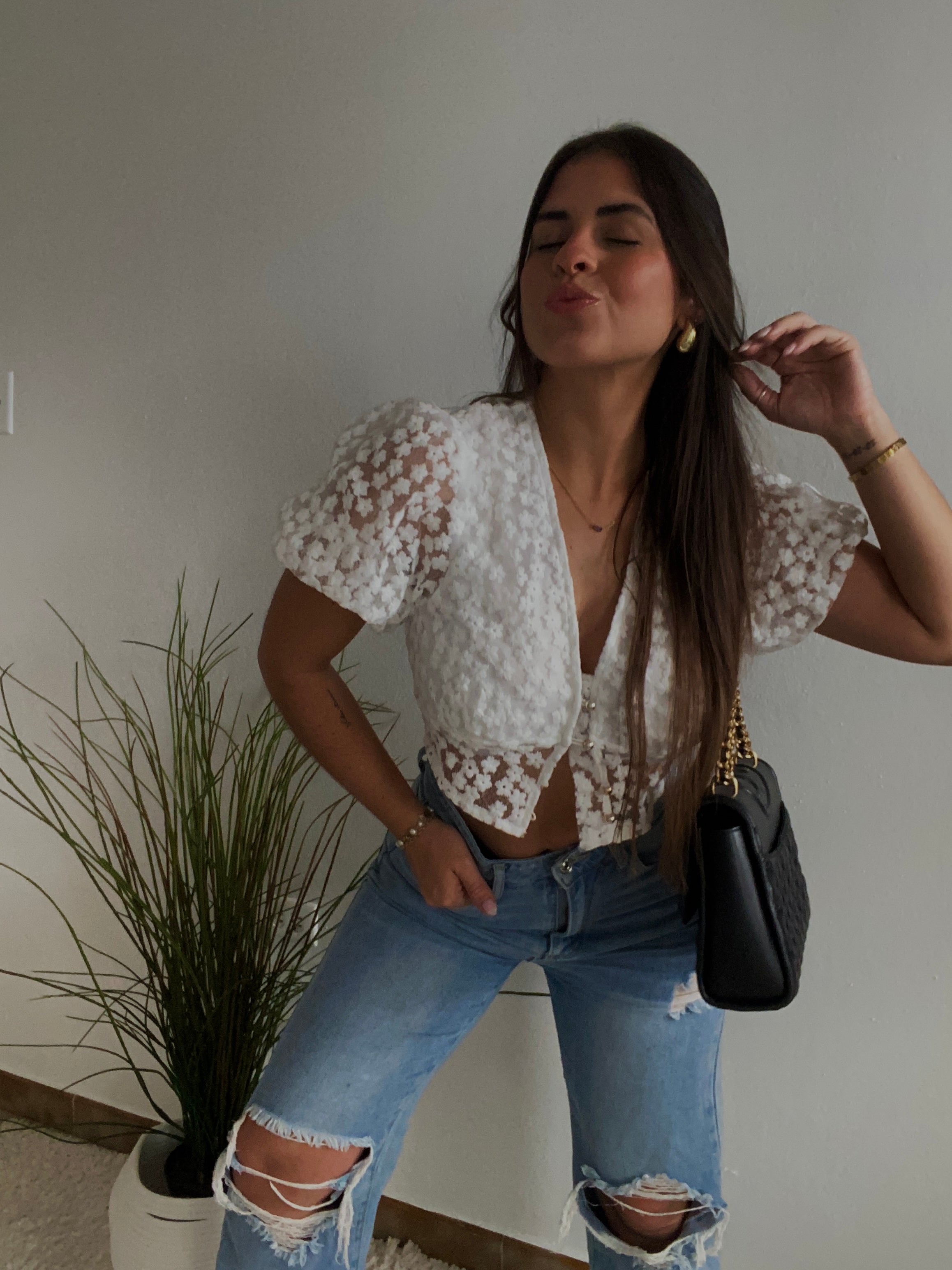 Flower mesh top