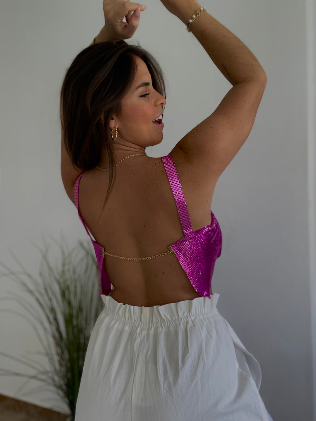 Metalic Barbie crop top